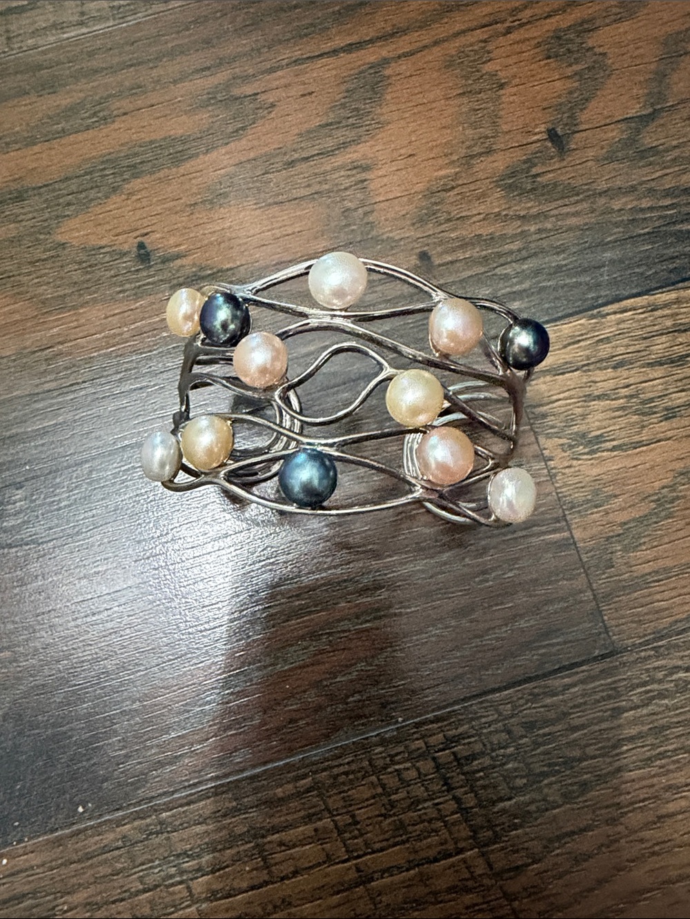 Sterling Silver and Freshwater Pearl Cuff Stamped .925 from Hawaii